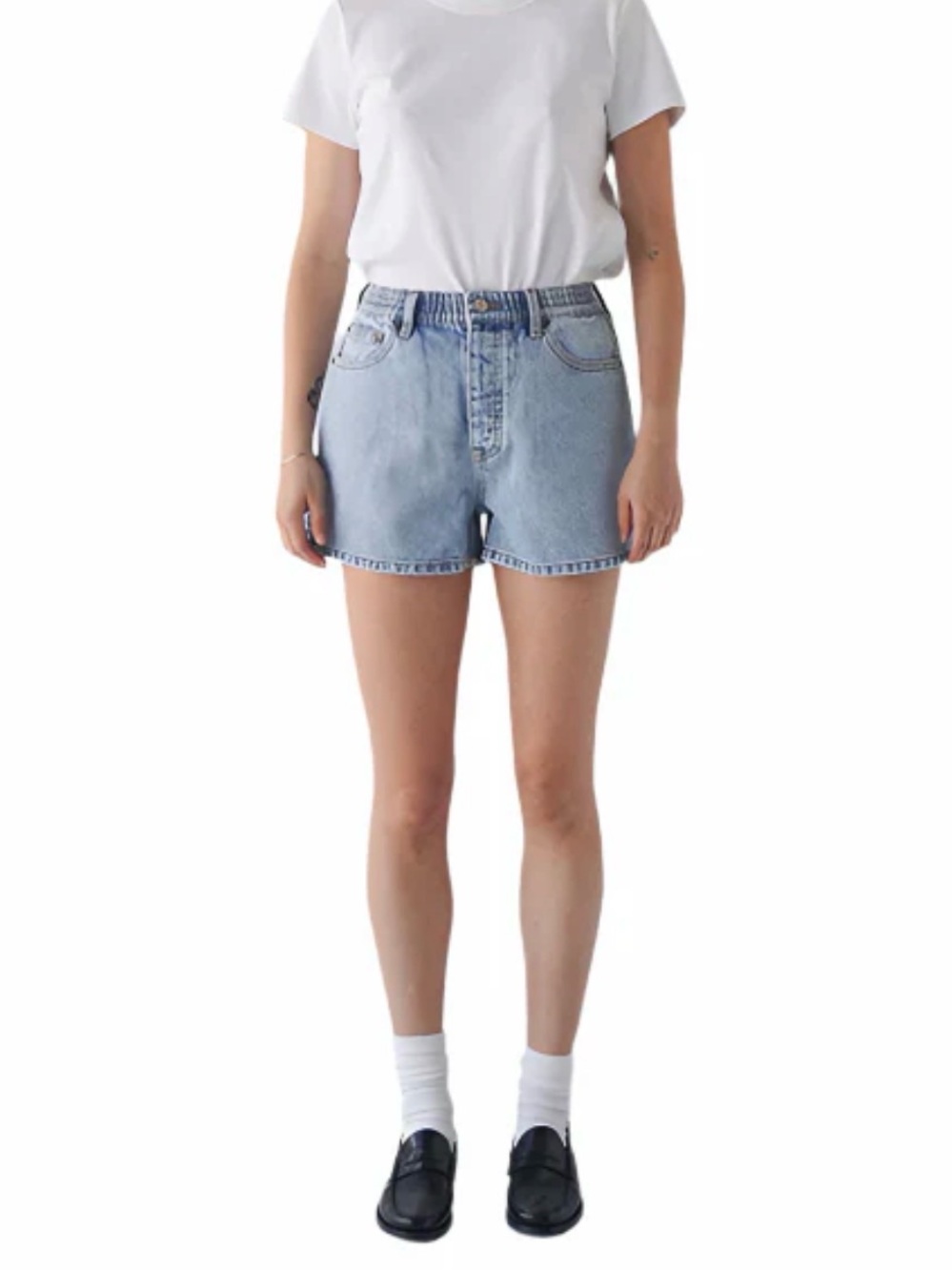 Still Here Ames Shorts Size 26 Denim High Rise Button Fly Elastic Cotton